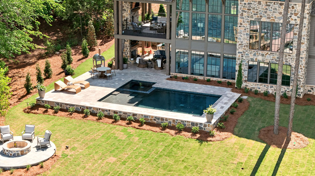 Aerial view of estate pool